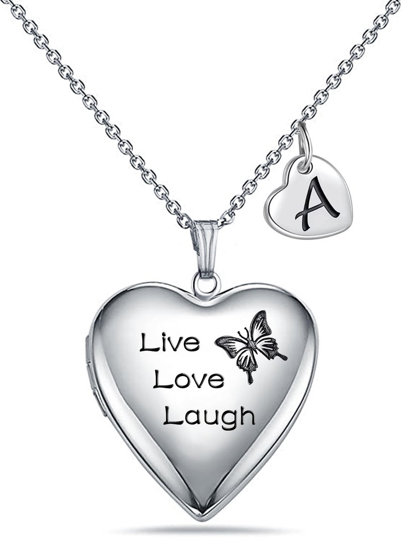 MUERDOU Locket Necklace that Holds Pictures Initial Alphabet Letter Heart Shaped Photo Memory Locket Pendant Necklace - Image 1